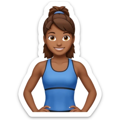 Gym girl brown skin and brown hair  sticker