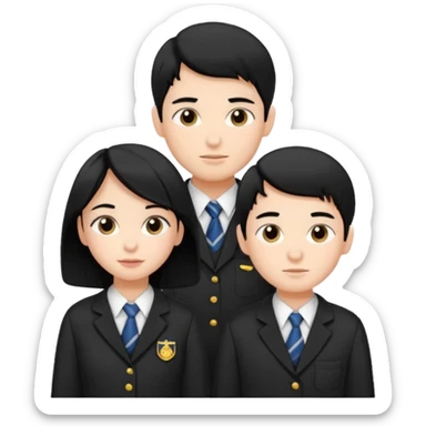 students in school uniforms girl and boy black hair sticker