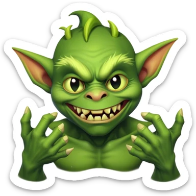 Mischievous, evil goblin creepy rubbing hands together sticker