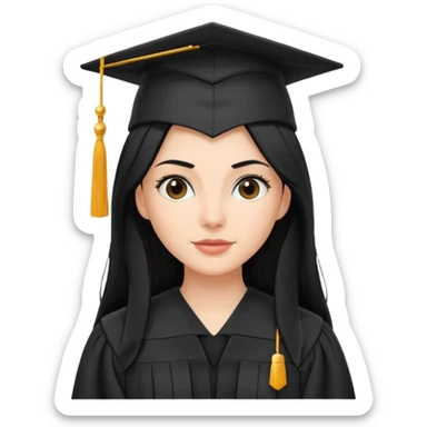 white woman graduate with long black hair sticker