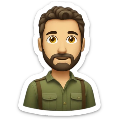 Hombre con pelo largo y tarde camuflé de hoja sticker