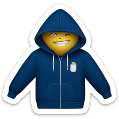 dark blue hoodie with white breast pocket embroidery sticker