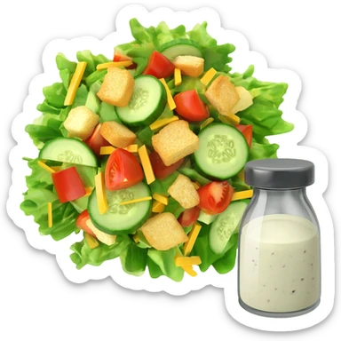 Dinner salad with ranch dressing in a bottle on the side sticker
