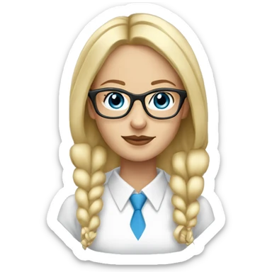 proffesional-woman-blonde-glasses-blue eyes-mesy bun sticker