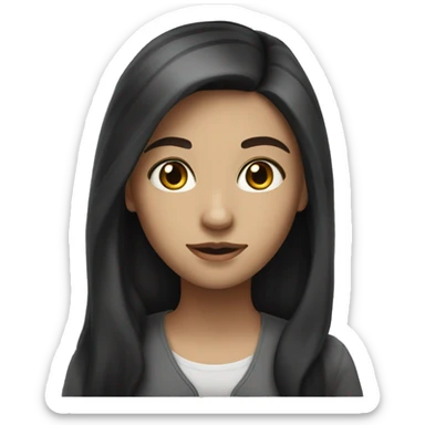 studing white girl wit long dark hair sticker