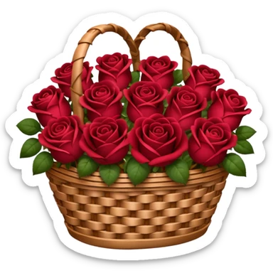 Valentine’s Day basket with burgundy red roses sticker