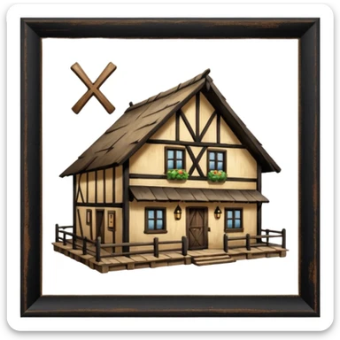 an inn with a big X on it sticker