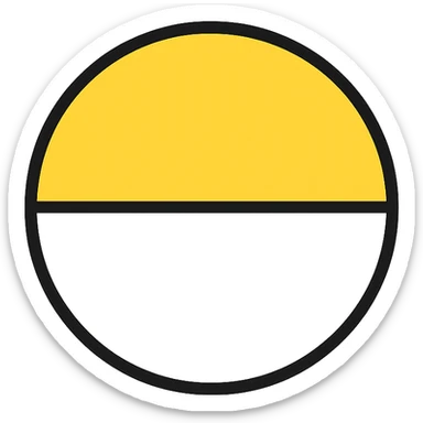 circular icon half-filled with yellow sticker