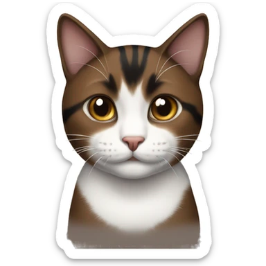 Brown black and white cat sticker