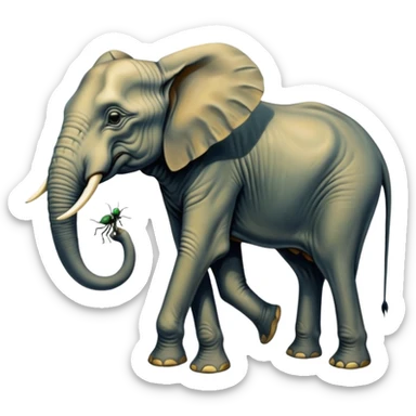 aesthetic brilliant divine lighting, oil paint - mystical elephants from Salvador Dali's paintings with long legs like insects sticker