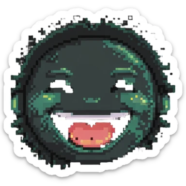 face split in half - one side happy smiling with big grin, other side angry with steam coming from nose sticker