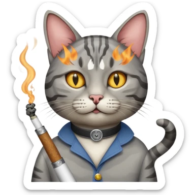 Cat smoking cat nip sticker