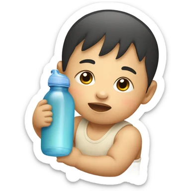 Asian baby drinking bottle sticker