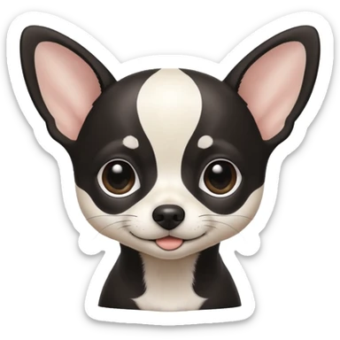A black and white chihuahua emoji please with a thin white line on the center of head sticker