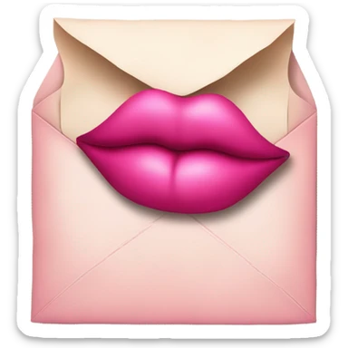 Pink love letter with a lipstick kiss  sticker