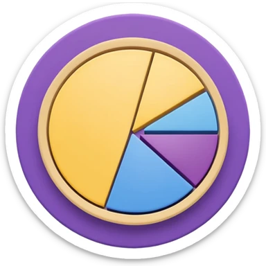A pie chart with purple, yellow and blue colors only sticker