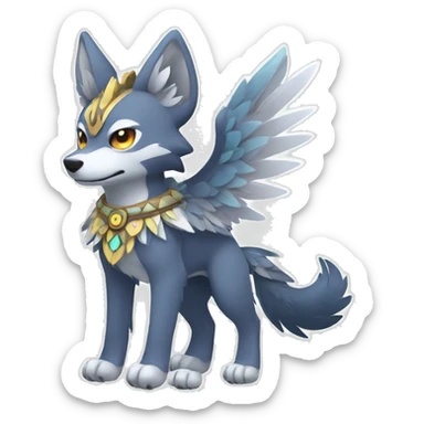 Kawaii Cute Winged Tribal Wolf-Pokémon full body sticker