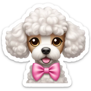 Cute poodle pink bow sticker