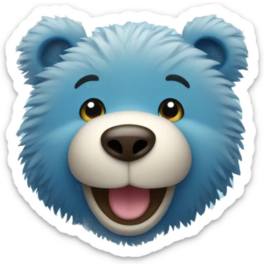 Blue fuzzy bear smiling  sticker