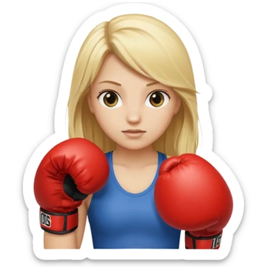 Blonde girl with long hair in boxing gloves sticker