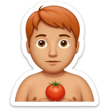 pregnant man with tomato belly sticker