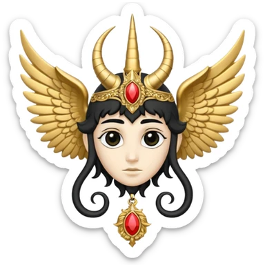 holy saint emblem with black wings with horn sticker