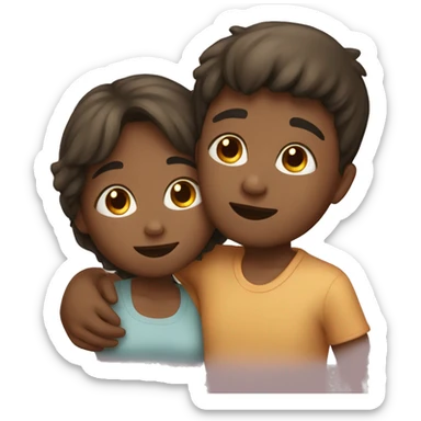 boy and girl cuddling sticker