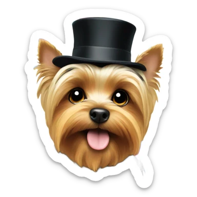 Yorkie wearing a top hat surrounded by confetti  sticker