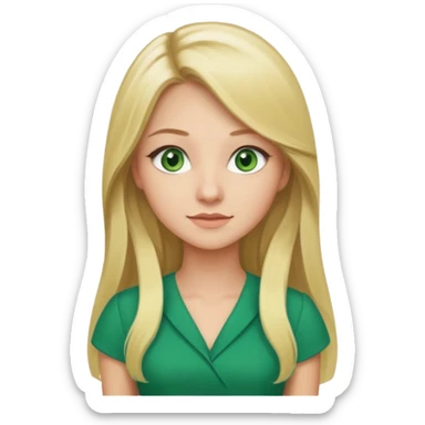 long blonde hair, real estate broker, 20 years old, green eyes, cute corporate dress sticker