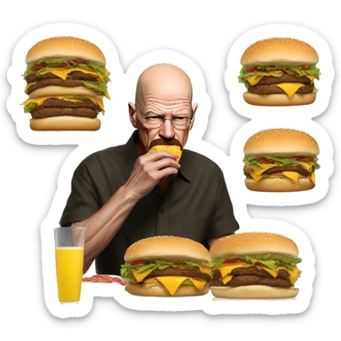 Walter white eating cheeseburgers  sticker