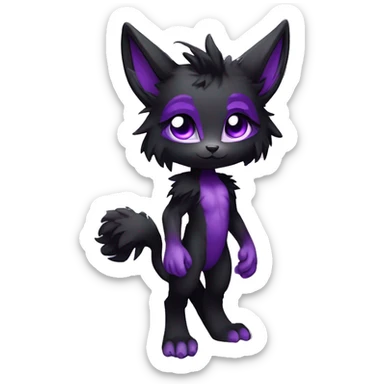 Anthro-Edgy-Cool-Black-Purple-Contrast-Colors-Fantasy-Fur-Sona-Chibi-Shiny-Fakémon-Hybrid full body sticker