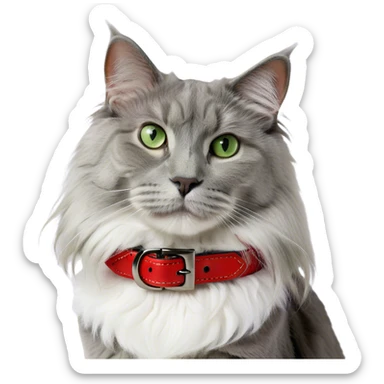 Gray long haired green eyed cat sticker