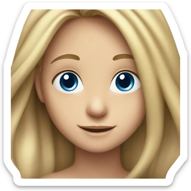 smiling girl with long hair and blue eyes sticker
