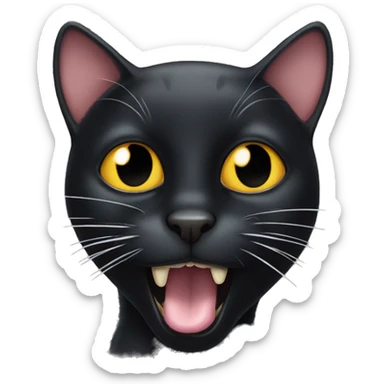 A black cat with a mouse in his mouth  sticker