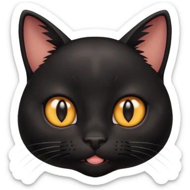 Black cute and funny cat with deep eyes and different emotions sticker