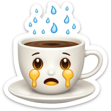 Crea un emoji che piange con sotto  le lacrime delle tazzine  sticker