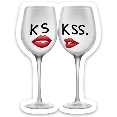 Wine glass with Kiss on it sticker