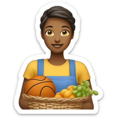 Fille qui met un panier de basket sticker