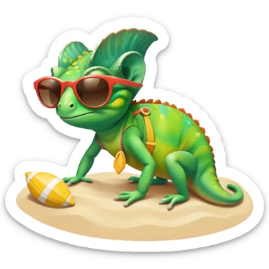 Chameleon wearing sunglasses in a bikini   sticker