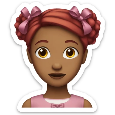 girl with straight burgundy hair and bows sticker