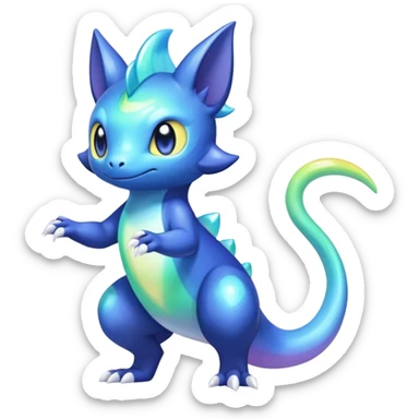 Rainbow crystal mix Shiny pastel Salandit-Meowstic-Noibat-Fakémon-hybrid-creature (full body)  sticker