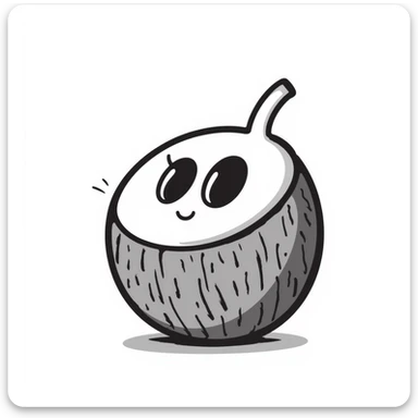 a hand-drawn doodle style coconut, sketchy and artistic sticker