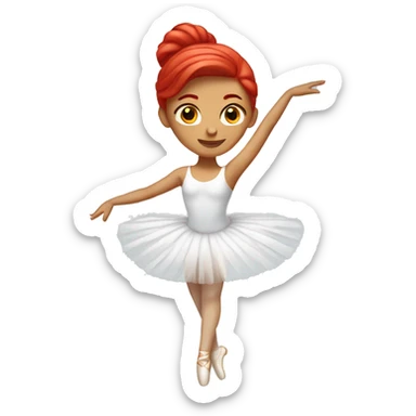White ballerina with red hair sticker