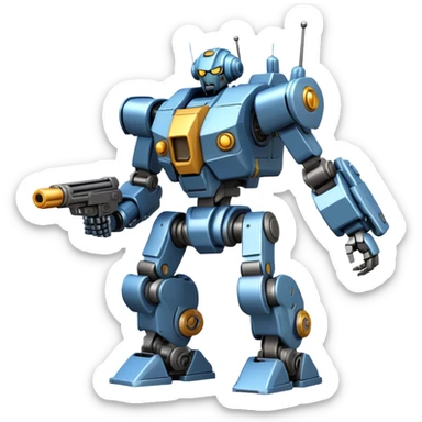 an mech shooting enemy mech sticker