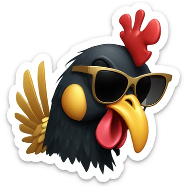 Black hiphop rooster with sunglasses and golden teeth sticker