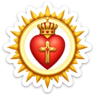 Sacred heart : A heart with rays around it and a cross at the top sticker