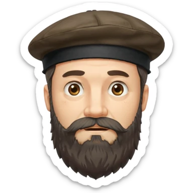 Olentzero es representado como un hombre grueso, desharrapado, manchado de carbón, de buen comer CON BOINA Y BARBA.  sticker