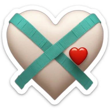 Heart has been bandaged over a broken heart sticker