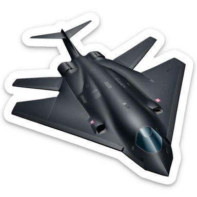 B-2 Spirit bomber - Northrop B-2 (Model Year: 2021) (Iconic colour: Stealth black) - A sleek, stealth bomber with smooth, angular contours and a matte jet-black finish. Emphasize a futuristic, minimalist design with a seamless fuselage, low-profile wings, and an overall intimidating stealth aesthetic. sticker