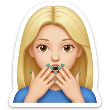 A girl biting her nails sticker